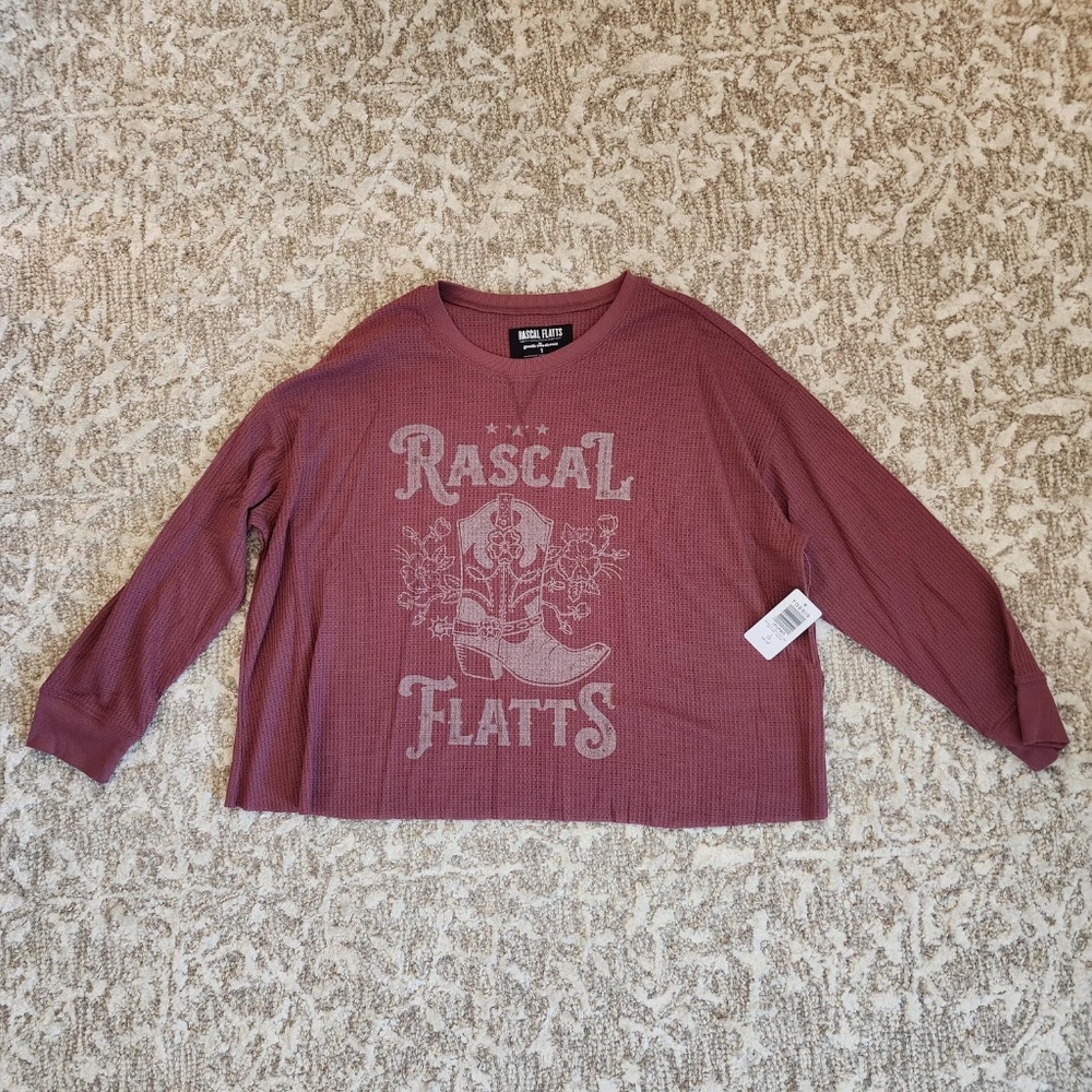 NWT TORRID "RASCAL FLATTS" WAFFLE CROP LONG SLEEVE TEE - SIZE 1X (14-16)